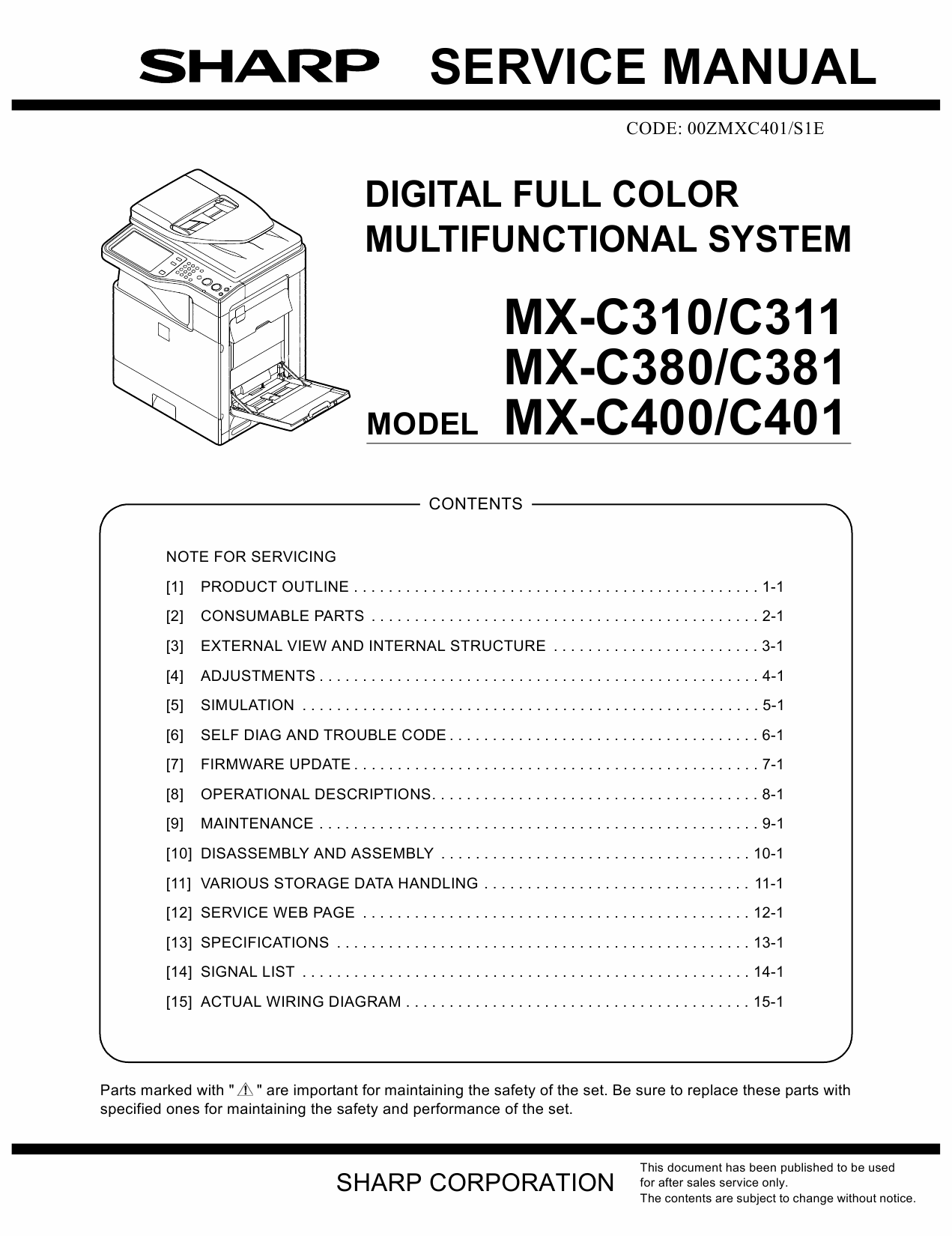 SHARP MX C310 C311 C380 C381 C400 C401 Service Manual-1